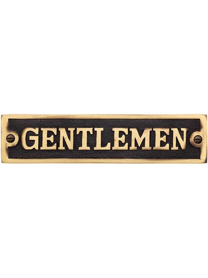 Cast Brass Gentlemen Sign in Antique Brass.